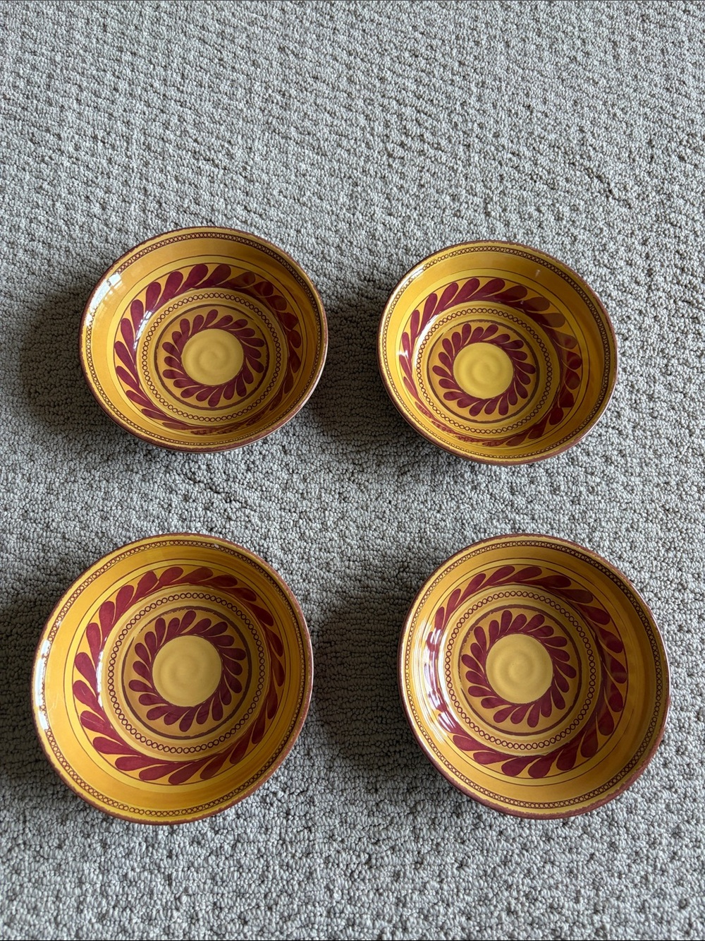 Yellow and Rust Melamine Salad/Soup Bowls - Set of 4
